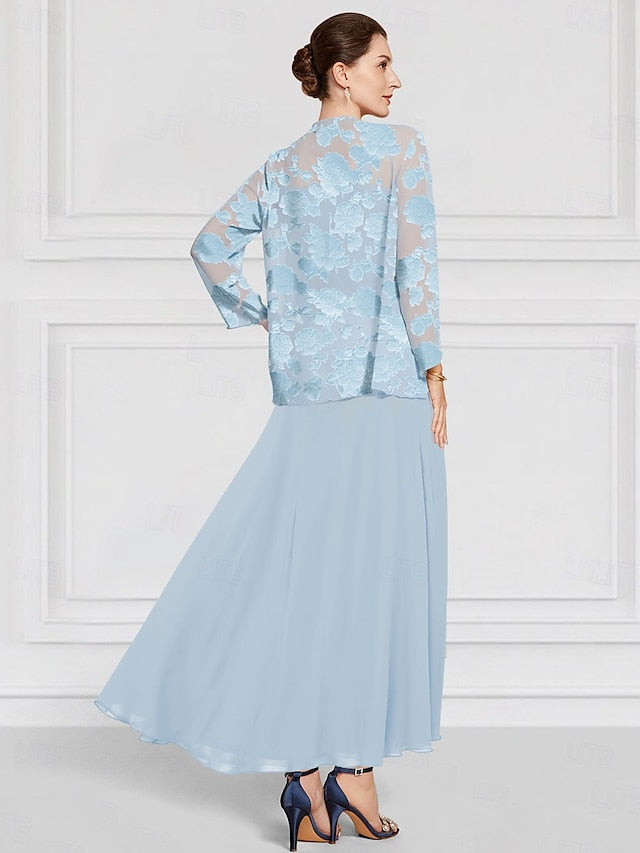 Piece A-Line Bride Mother the Out Lace Floral of SkyBurnt Two