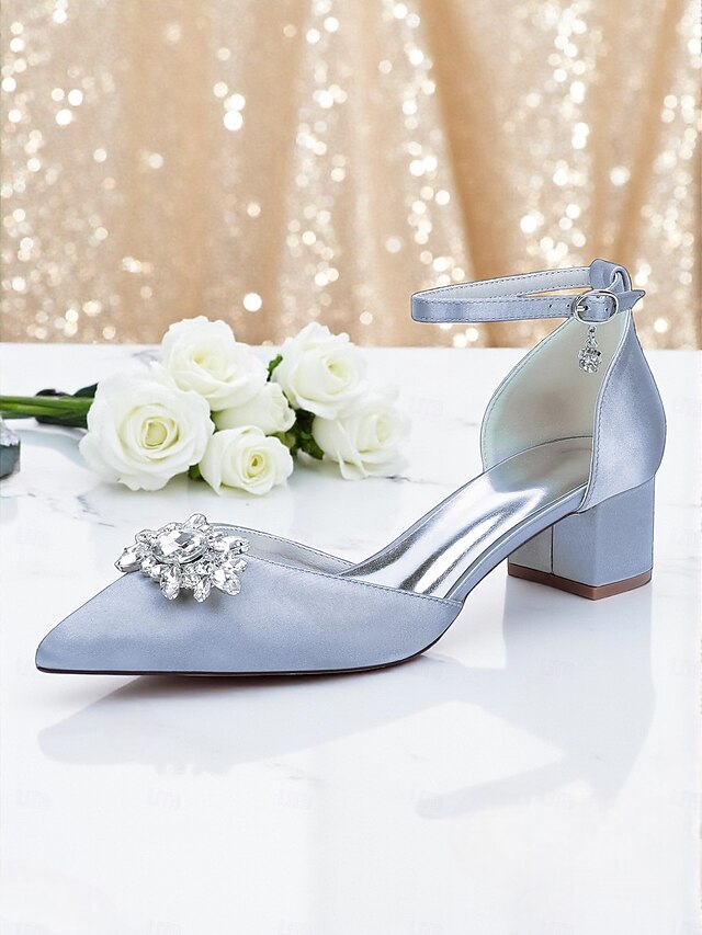 Burgundy Women's Heel with Satin Wedding Shoes Block