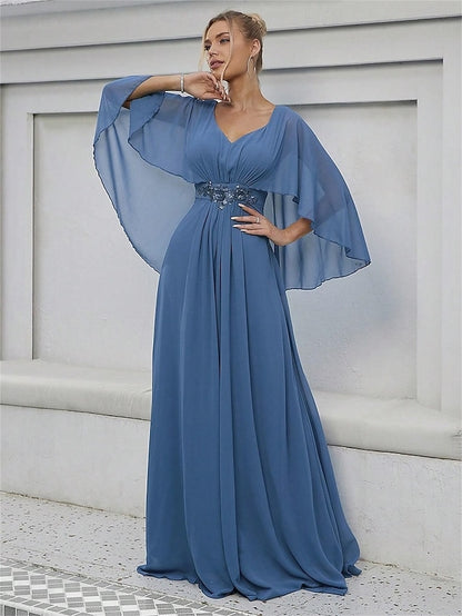 Mother Bride V the Dress Elegant Floor Party Neck of