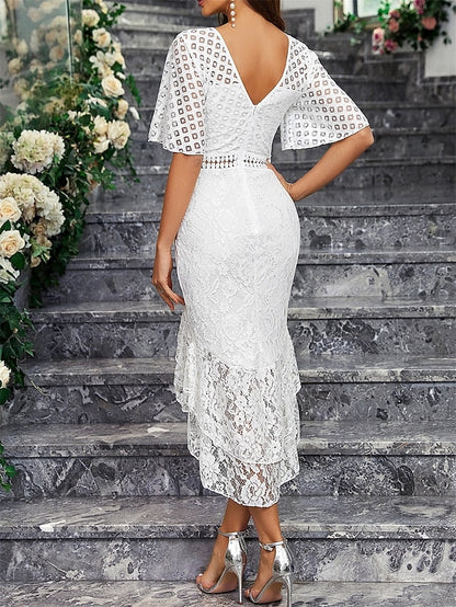 Simple Party Crew Bride the Neck Elegant Mother of Dress