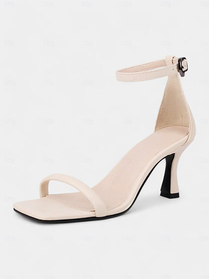 for - Green Minimalist Strap Sleek Women Mid-Heel Ankle Sandals