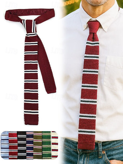 Tie Stylish - Woven Men's Knit Neck Stripe Christmas