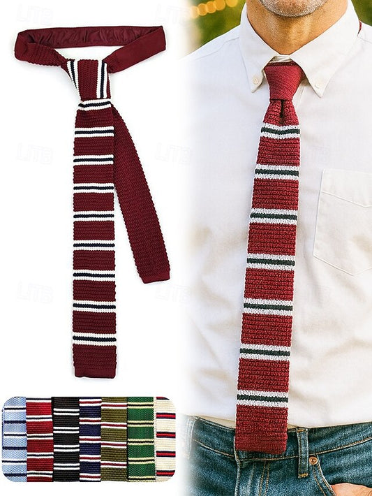 Tie Stylish - Woven Men's Knit Neck Stripe Christmas
