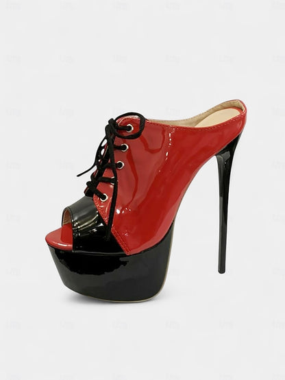 Platform Leather Women's and Patent Red Black Stiletto
