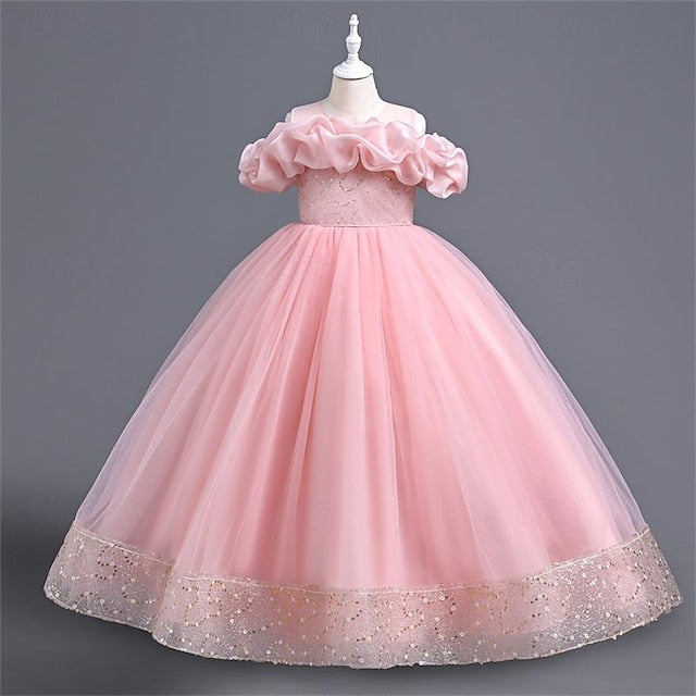 Girls' Color Girl Party Solid Dress Flower 3D