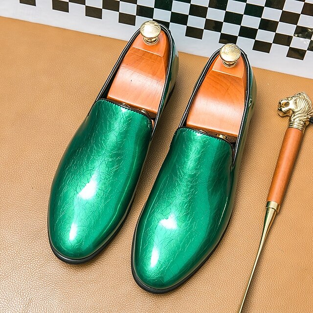 Men's Loafers Fashionable Gold – Metallic Slip-On Shiny