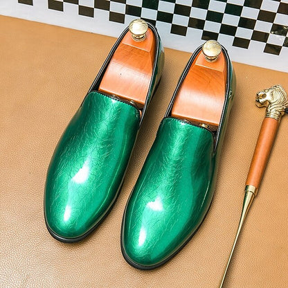 Men's Loafers Fashionable Gold – Metallic Slip-On Shiny