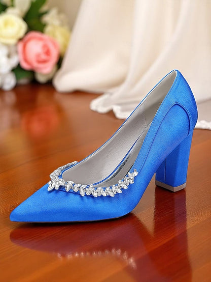 Pumps Pink Wedding Women's Block Heel Satin