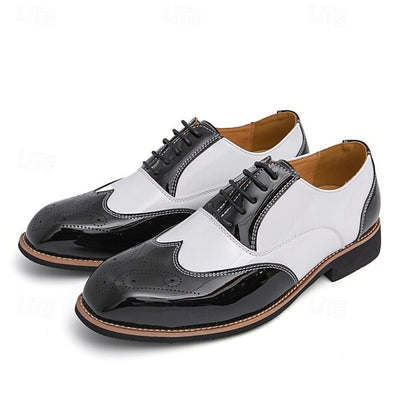 Men's and Leather Black Patent Gold Oxford with Shoes