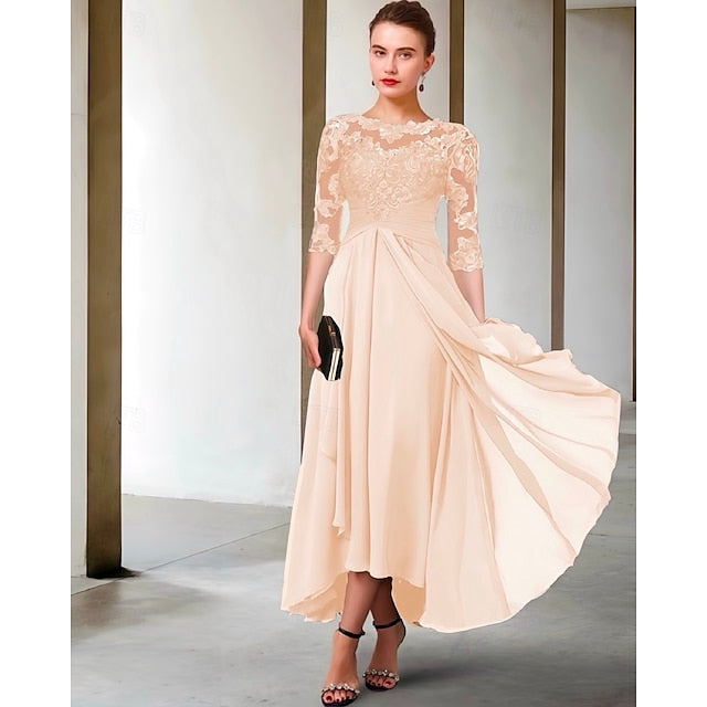 Dress Guest Bride Elegant Plus Size A-Line the Wedding of Mother