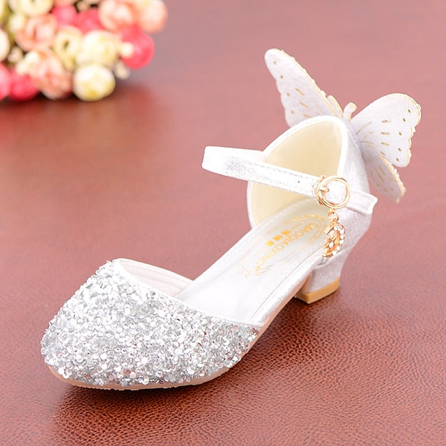 Girls' Butterfly Sparkly Princess Glitter Shoes Pink –