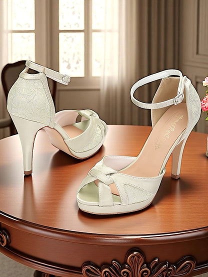 Women's Sandals High Heel Satin Toe Pink with Elegant Peep