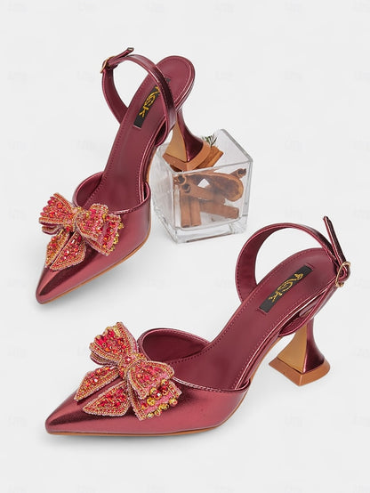 Women's - High Metallic Slingback Toe Gold Pumps Pointed