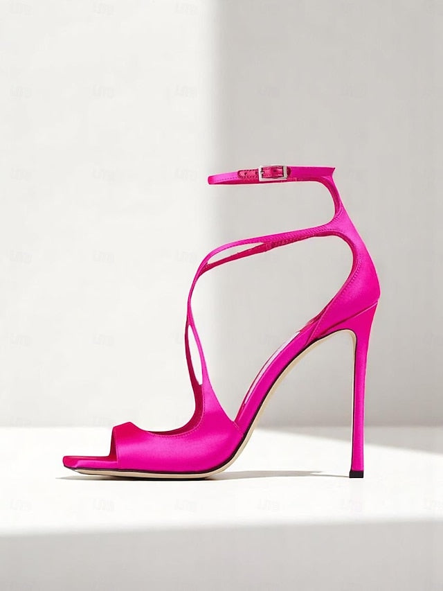 Stiletto Elegant - Heels Women's Satin Lavender Crisscross