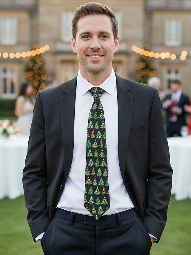 Tree Tie Polyester Santa Men's – Christmas and Fun Silk