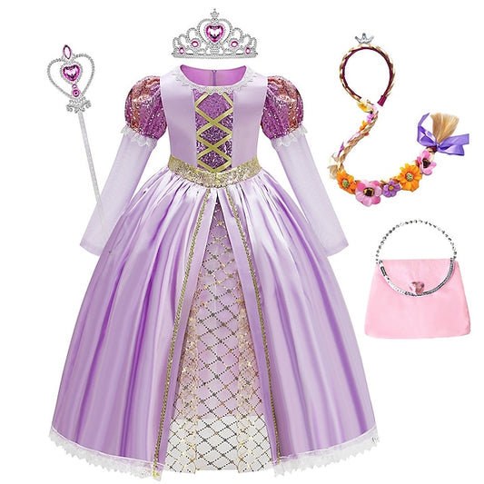 Dress Girl Flower Princess Fairytale Rapunzel Sofia Theme Party