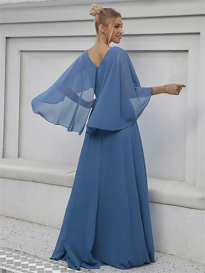 Mother Bride V the Dress Elegant Floor Party Neck of