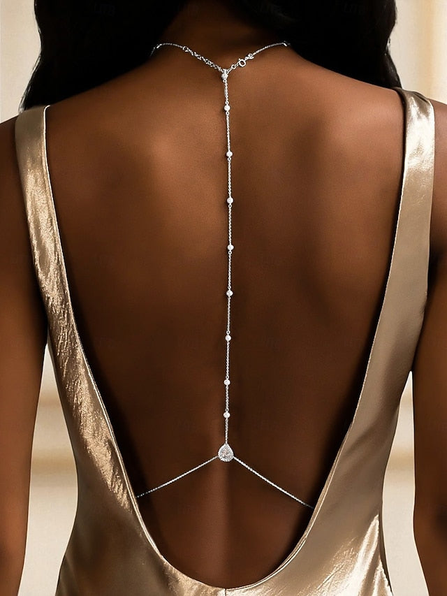 Body Pearl Chain Back and Women's Crystal Delicate Drop