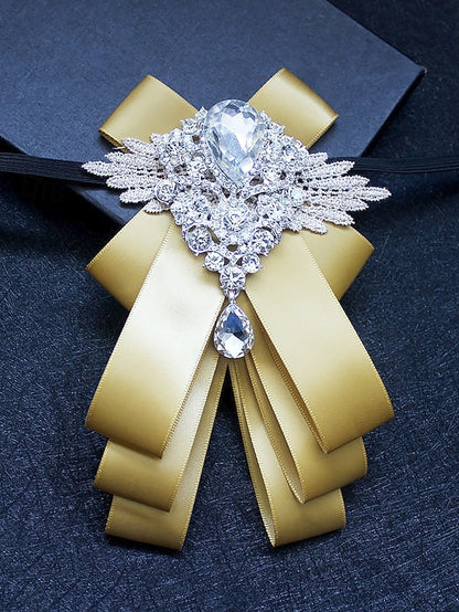 Pin Crystal - Men's Tie Elegant Luxury Ribbon Brooch Bow