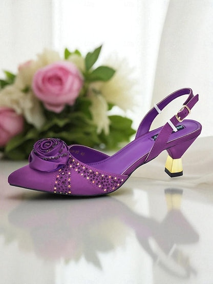 Gold Matching Slingback and Clutch Set Women's Heels -