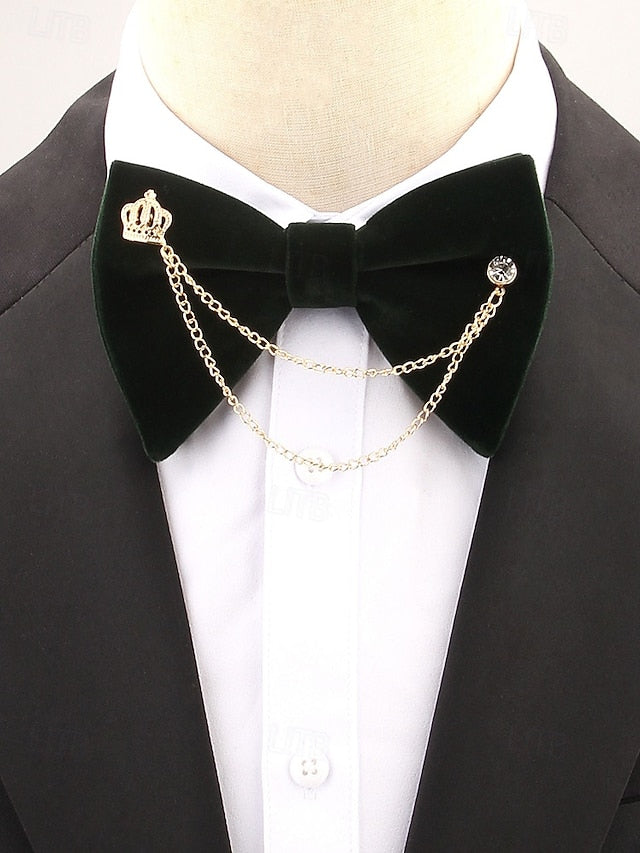 Detail Men's Bow Chain with Velvet Tie and Crown –