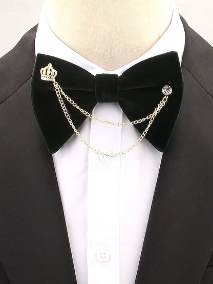 Detail Men's Bow Chain with Velvet Tie and Crown –