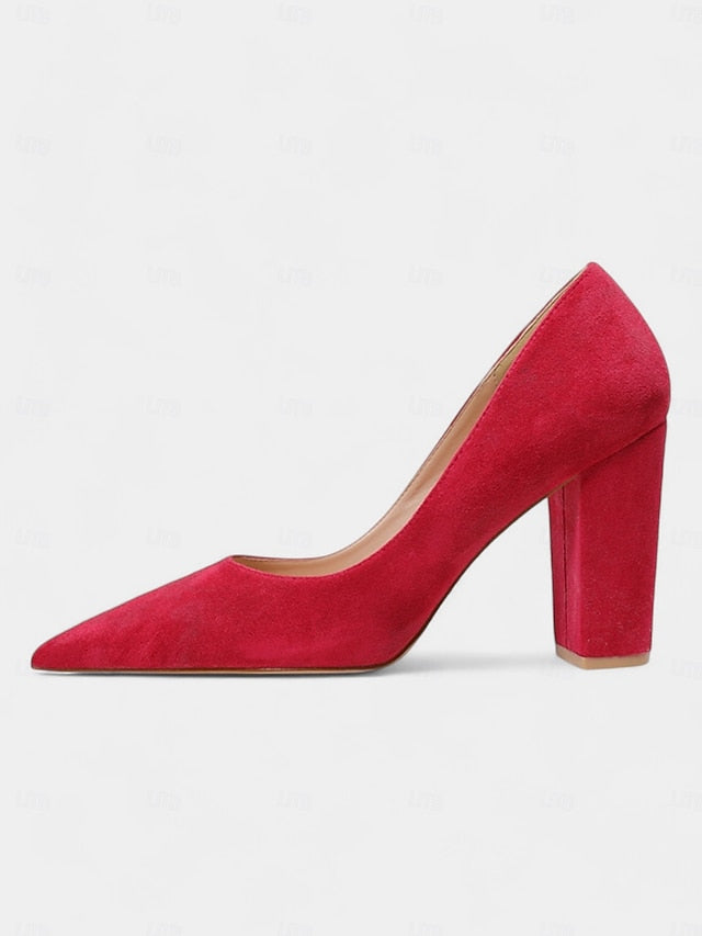 Classic Toe High Suede Heels Pointed | Heel Women's Block