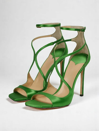 Stiletto Elegant - Heels Women's Satin Lavender Crisscross