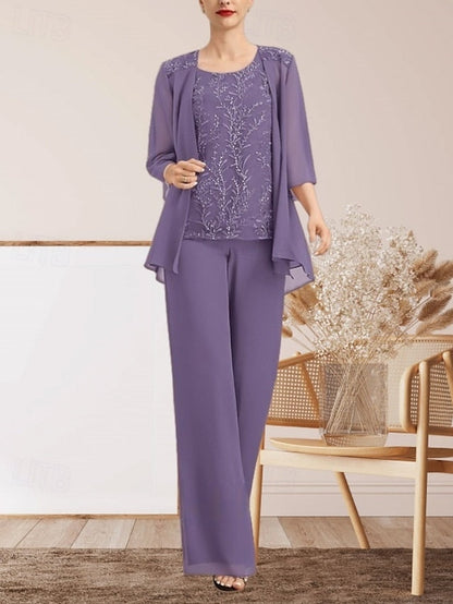 the Guest Pantsuit Bride Mother of Elegant Piece 3 Dress Wedding