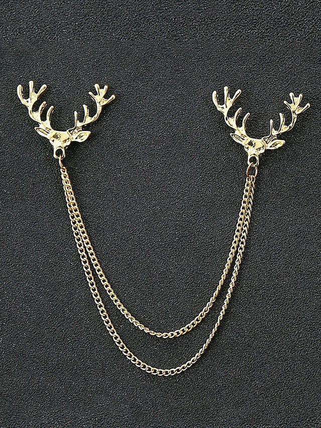 Collar Christmas Alloy – Pins Reindeer Elegant Men's