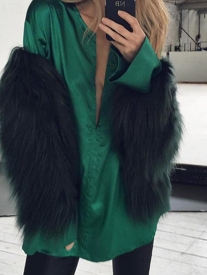 Leathers Comfortable Faux Warm Coat Women's Fur Furs