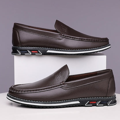 Men's Blue Faux Leather Slip-On Loafers with Durable Sole