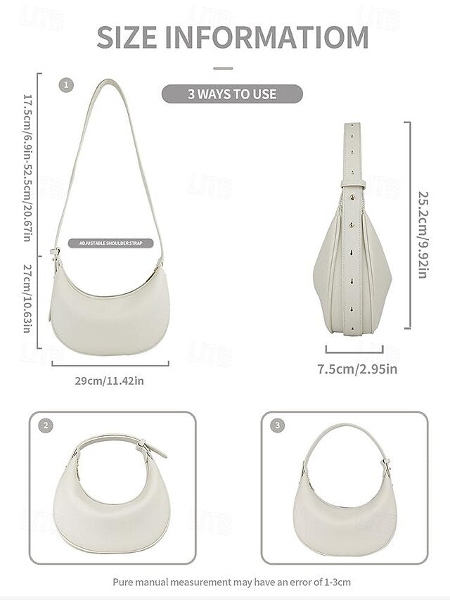 Women's - Bag White Elegant Stylish Crescent Shoulder