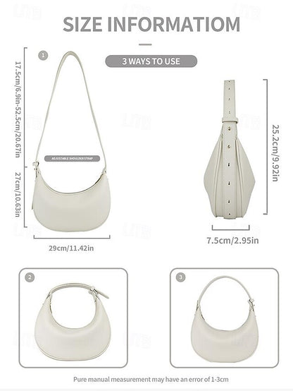Women's - Bag White Elegant Stylish Crescent Shoulder