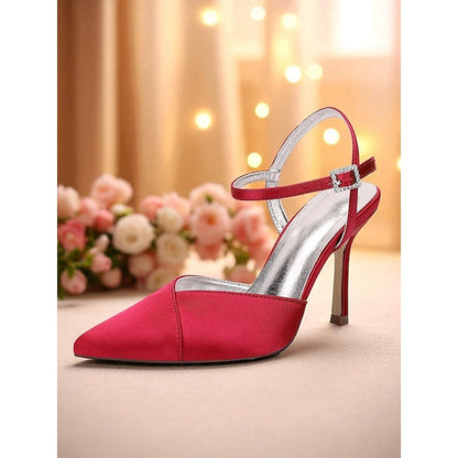 - Heels Green Satin Strap Women's Stiletto with Ankle