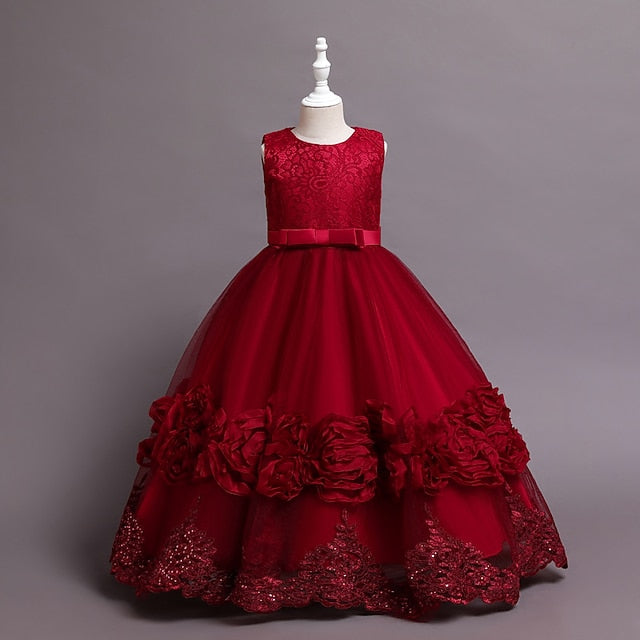 Dress Floral Girls' A Kids Little Plain Line Party