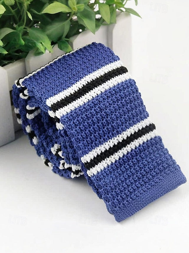 Tie Stylish - Woven Men's Knit Neck Stripe Christmas