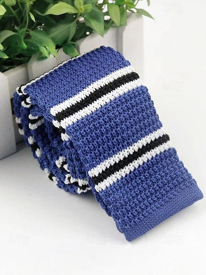 Tie Stylish - Woven Men's Knit Neck Stripe Christmas