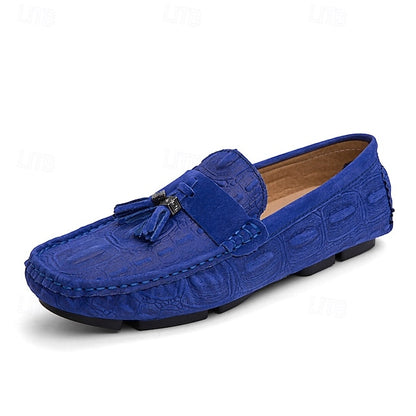 Men's Brown Faux Suede Loafers with Tassel Detail and