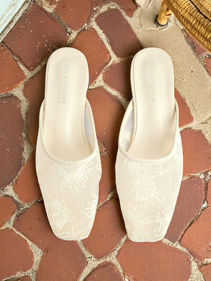 Lace Elegant White Flats Women's Mesh – Sheer Ballet