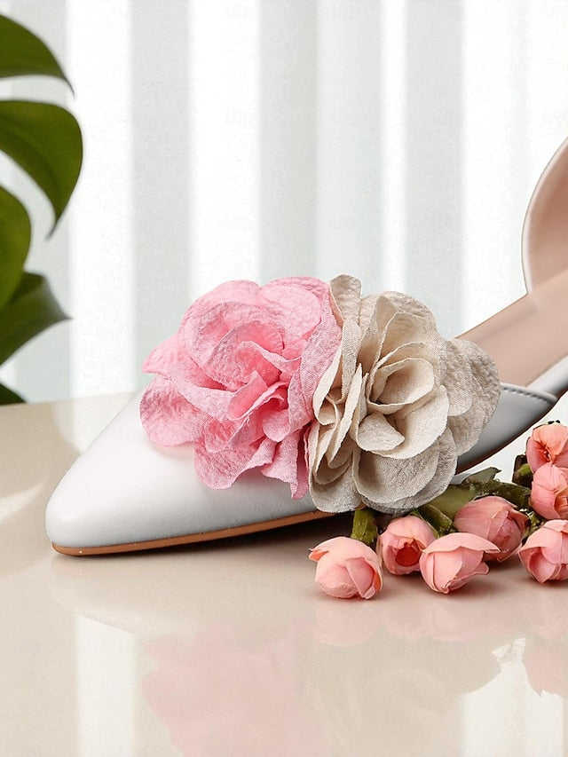 and Pink White Beige with Flower Wedding Women's Flats