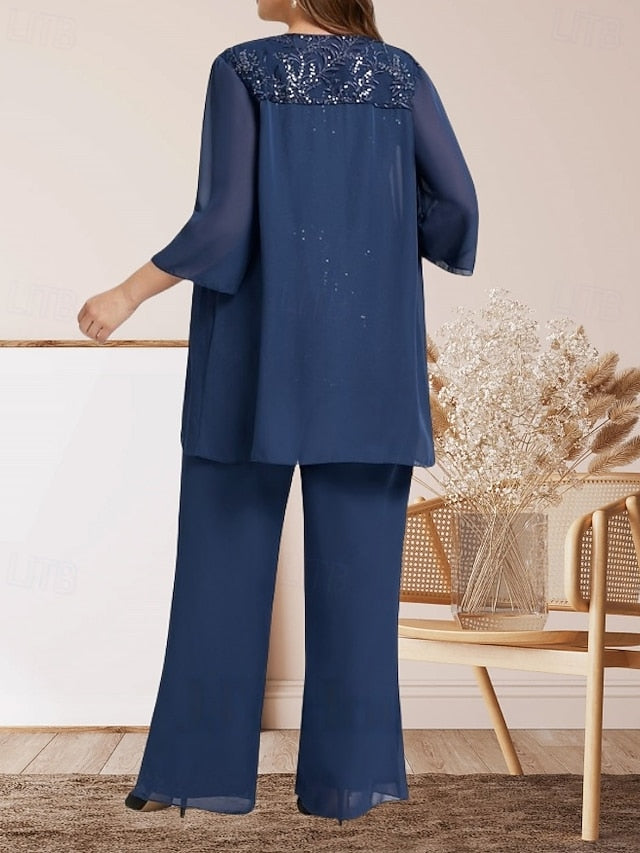 the Guest Pantsuit Bride Mother of Elegant Piece 3 Dress Wedding