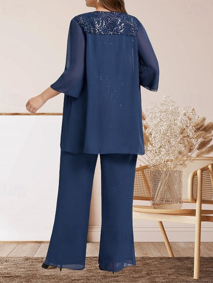 the Guest Pantsuit Bride Mother of Elegant Piece 3 Dress Wedding
