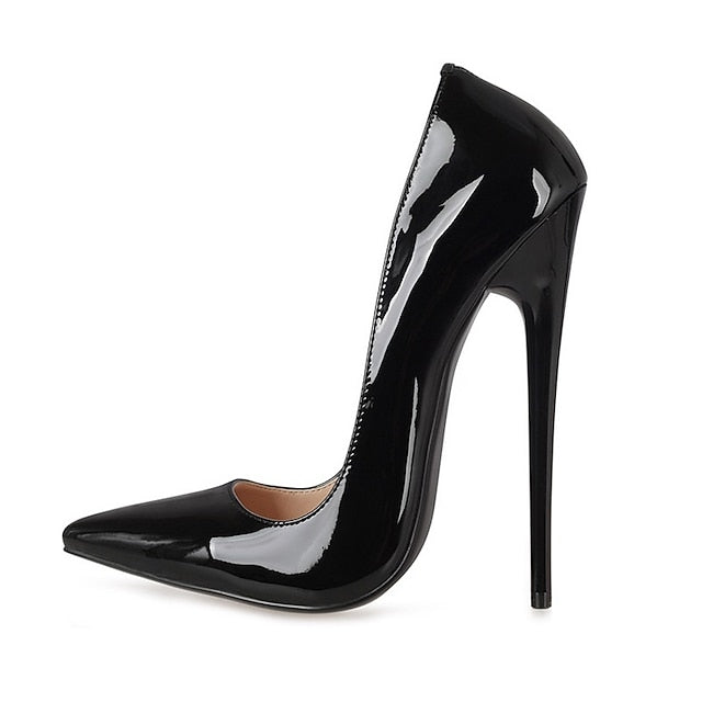 Leather Stiletto Patent - Black Heels High Sexy Women's