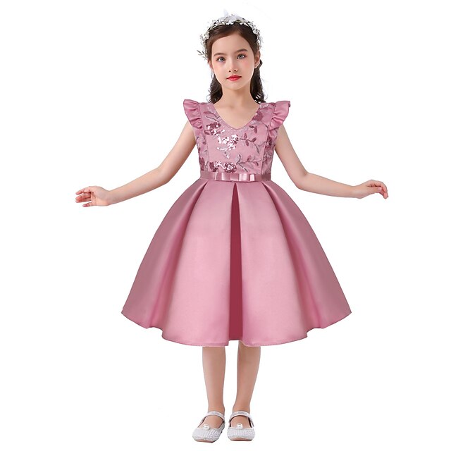 Kids Dress Sleeveless Formal Color Girls' Party Solid