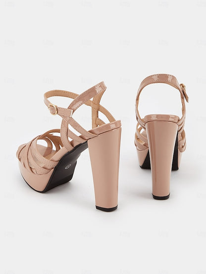 Sandals Nude Platform High Heel Strappy for Women –
