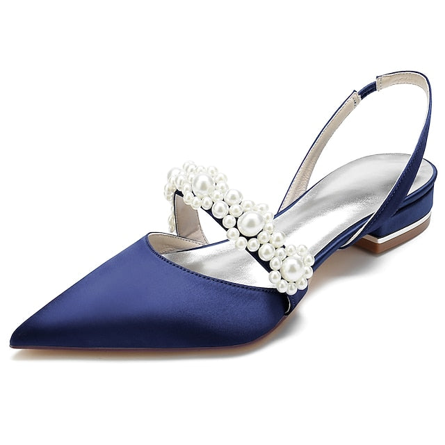 Pearl with Shoes Satin Women's Elegant White
