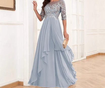 of Mother Simple Neck Floor Crew Dress Elegant Bride the