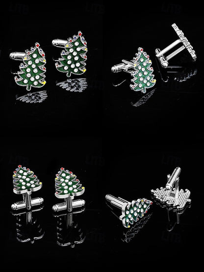 Tie Men's Set Cufflinks - Tree and Festive Clip Christmas