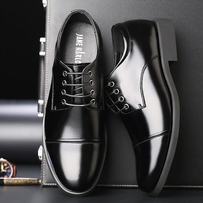 Leather Patent Shoes Men's Lace-Up with Black Oxford